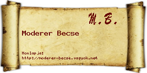 Moderer Becse névjegykártya